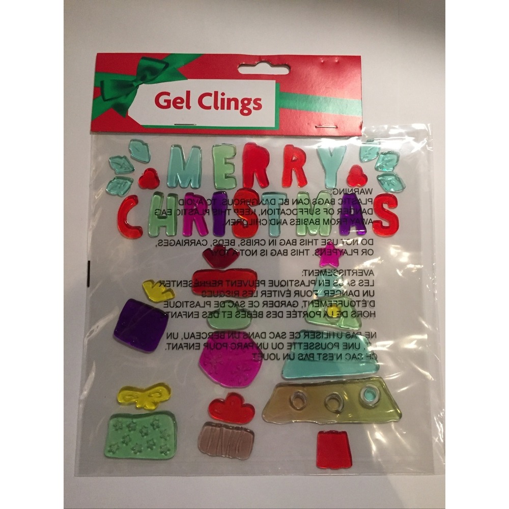 NEW Merry Christmas Tree Gifts window Gel Clings 42 pcs presents Decorations!